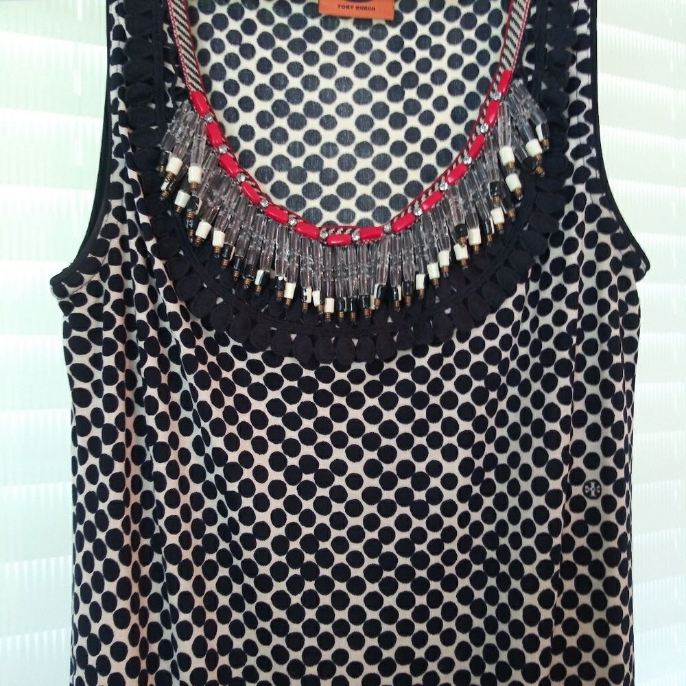 Tory Burch Sleeveless Polka Dot Dress - Picture 2 of 7